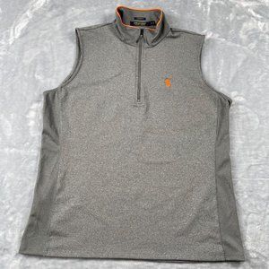 Polo Golf Ralph Lauren Vest Mens XL Tailored Fit Gray Orange Performance 1/4 Zip